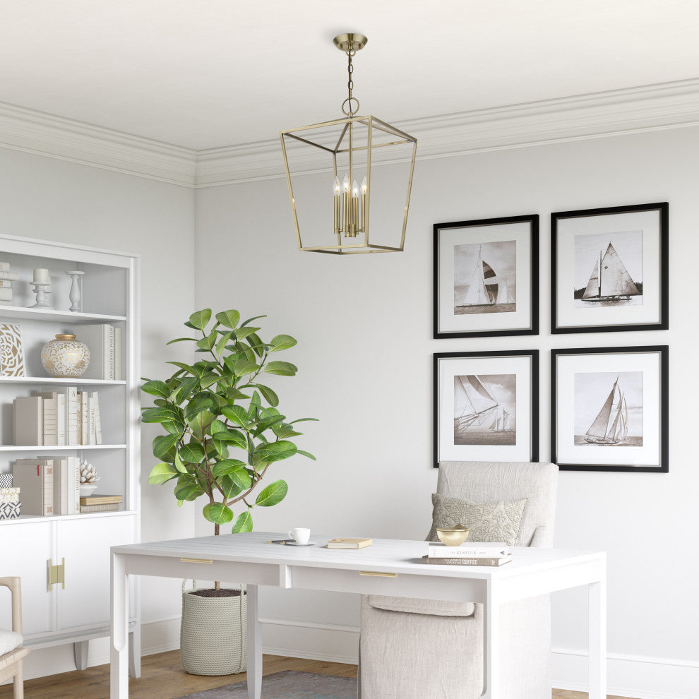 Devone 4 Light Antique Brass Chandelier