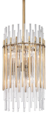 Wallis, 6 Light, Pendant, Aged Brass Finish, Clear Glass
