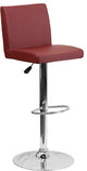 Estella Lori Mid-Back Burgundy Vinyl Swivel Adjustable Barstool