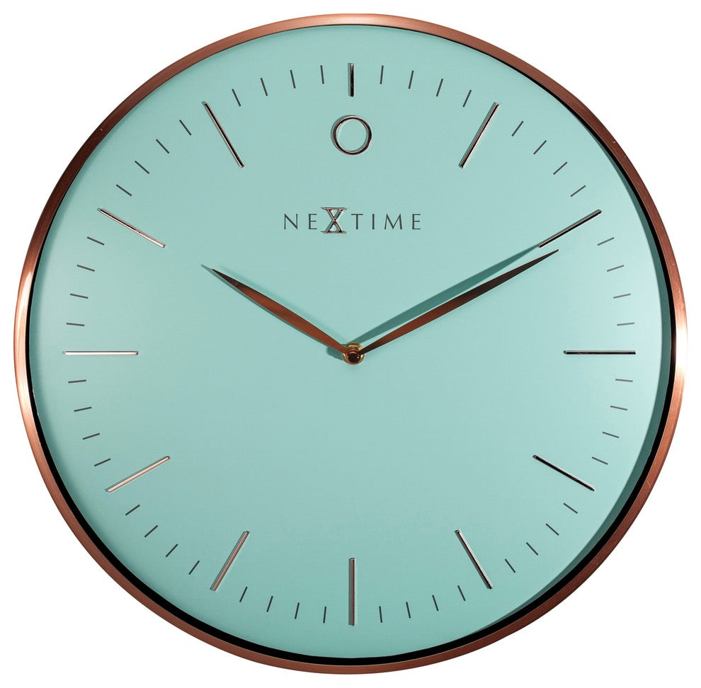 Glamour Metal Dome Wall Clock, Turquoise/Rose Gold
