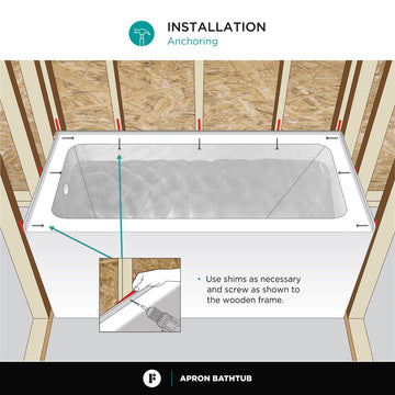 Acrylic Apron Soaking Bathtub, White, 66"x36", Left, Without Drain