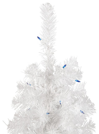 White Flat-Round Tips Wrapped Christmas Tree, Lights, Blue