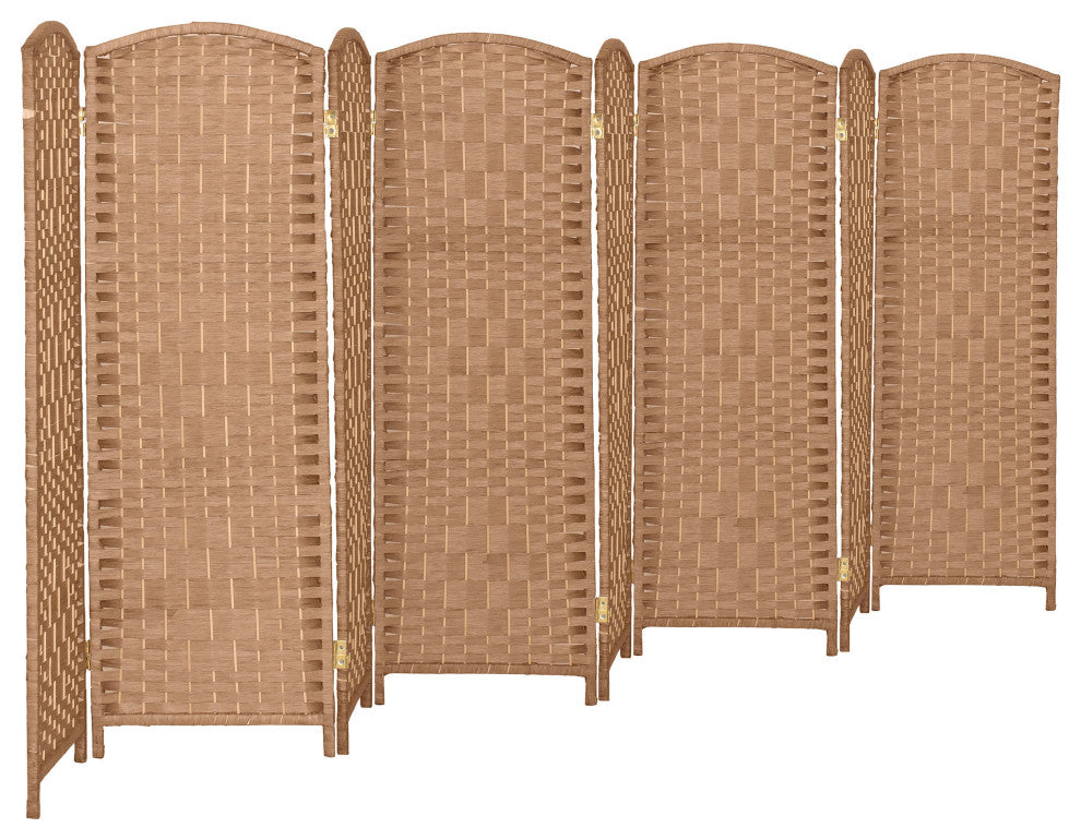 4 ft. Short Diamond Weave Fiber Room Divider Natural 8 Panel