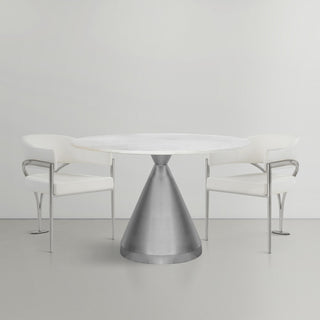 Emery Marble Dining Table, Brushed Silver