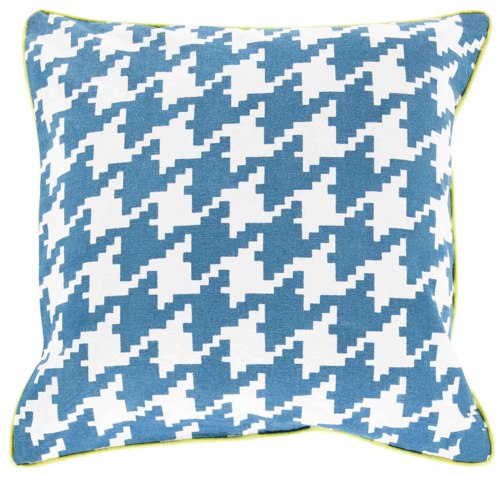 Surya Houndstooth SY-035 22"x22" Pillow Kit, Lime/Sky Blue/Cream