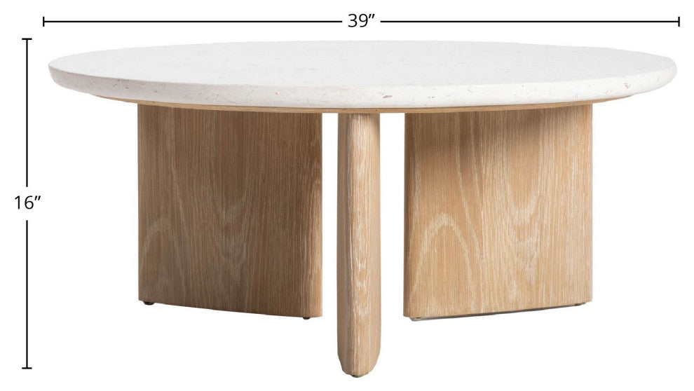 Destiny Oak Coffee Table, Seashell Finish