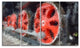 Red Wheels of Old Steam Train, Abstract Canvas Art Print, 48"x28", 4 Panels