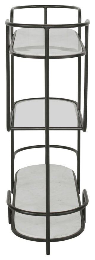 Uttermost 25174 Trolley Bar 14"W Marble Top and Iron - Satin Black / White