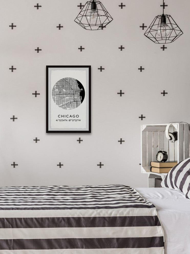 "Chicago Coordinates" Framed Painting Print, 16x24