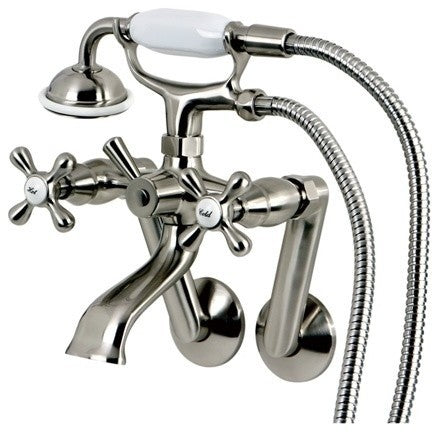 Kingston Brass Clawfoot Tub Faucet With Hand Shower, Brushed Nickel