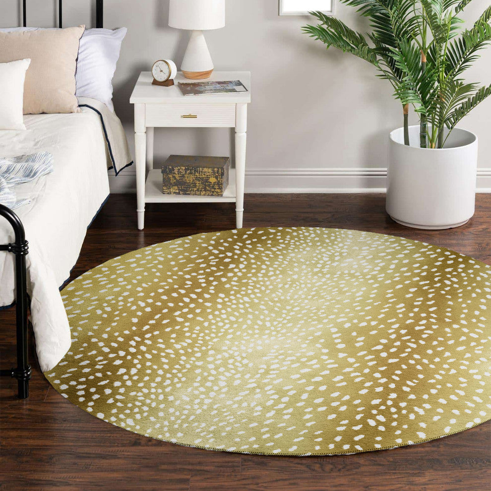 Indoor/Outdoor Mali ML3 Gold Machine Washable 6' x 6' Round Rug