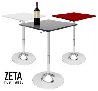 Modern Home Zeta Contemporary Adjustable Height 24" Bar Table - Polished Chrome