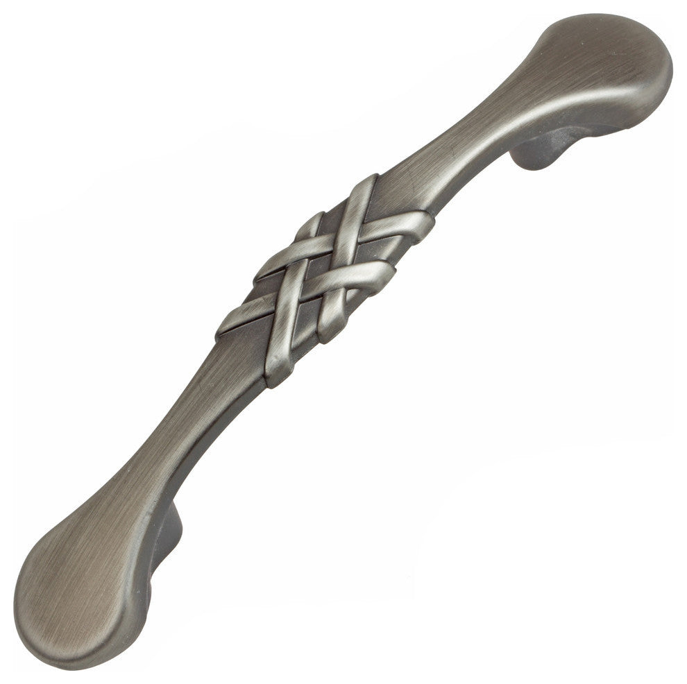 3" Center Braided Pull, Set of 10, Satin Pewter