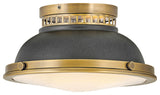 Hinkley 4081HB-DZ Medium Flush Mount, Black, Gray, Light Brass