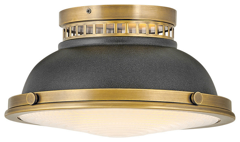 Hinkley 4081HB-DZ Medium Flush Mount, Black, Gray, Light Brass