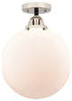 Beacon Semi-Flush Mount, Black Polished Nickel, Matte White, Matte White