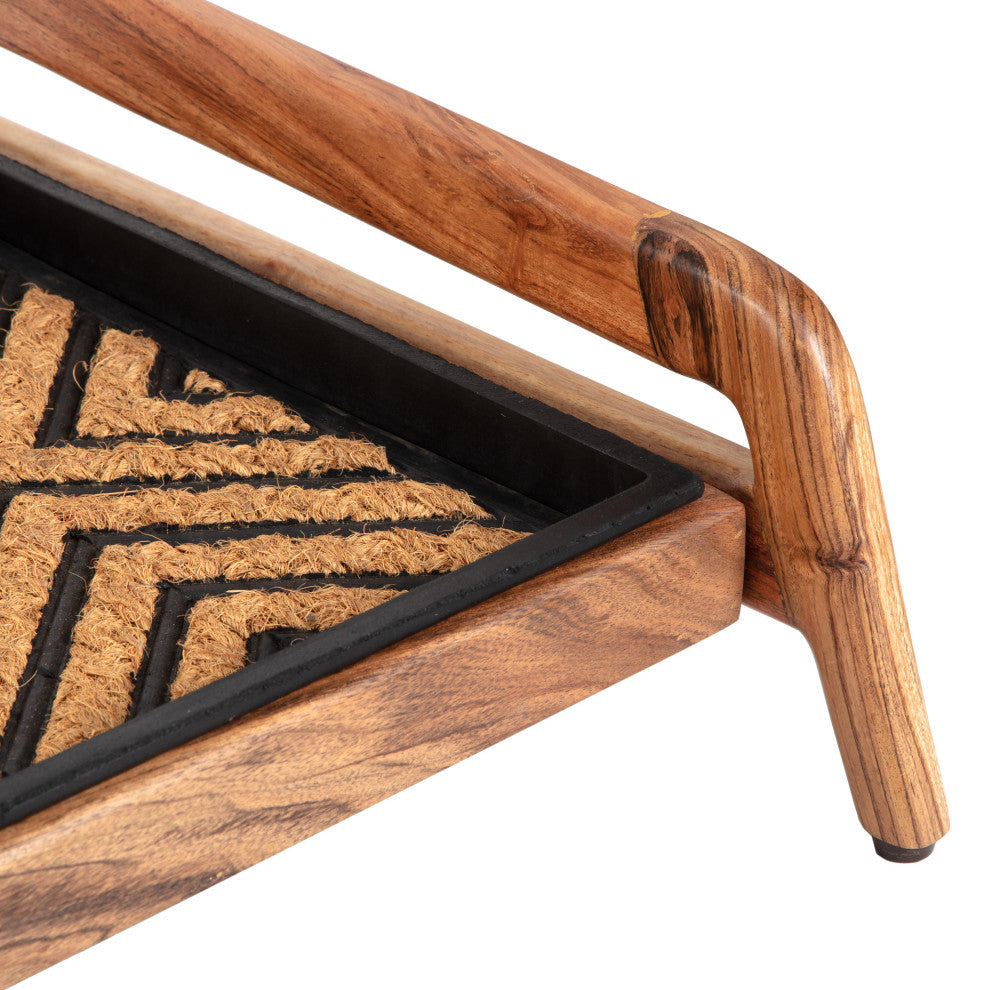 Single-Tier Natural Stand With 3-Pair Rubber Boot Tray Galapagos