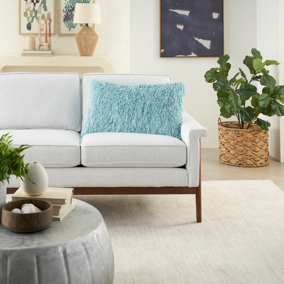 Mina Victory TL048 Throw Pillow, Aqua, 14" x 24"