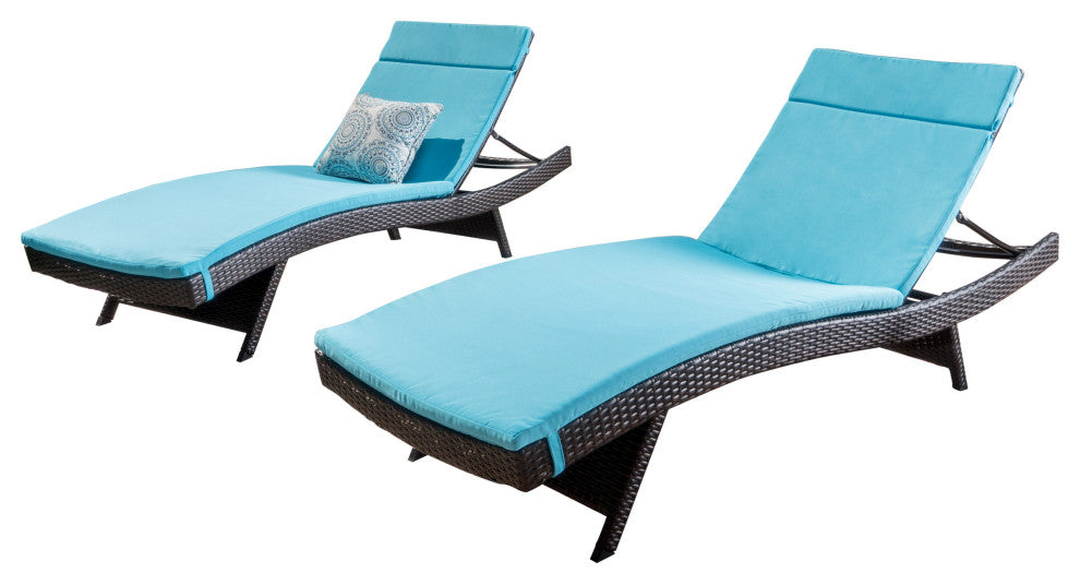 GDF Studio Lakeport Outdoor Adjustable Chaise Lounge Chairs, Set of 2, Blue