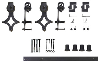 Vancleef Hardware Sliding Barn Door Hardware for Double Door, Diamond Design, 5'