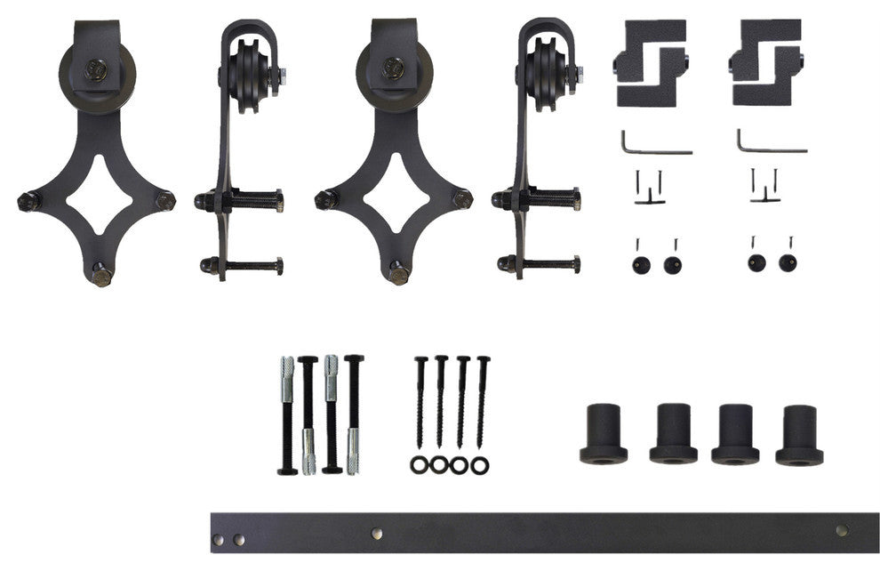 Vancleef Hardware Sliding Barn Door Hardware for Double Door, Diamond Design, 5'