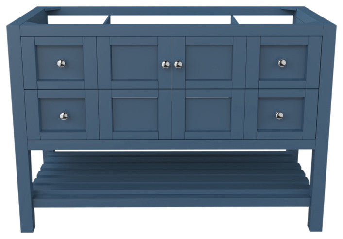 CastelloUSA Alicia Freestanding Vanity, Base Only, Blue, 48", Chrome Handles