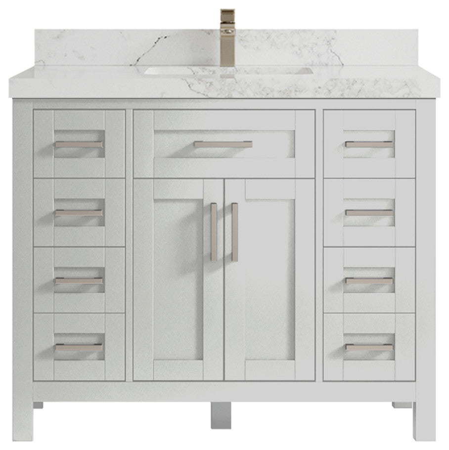 Cambridge 42 Single Sink Bath Vanity in Coventry Gray 2" Calacatta Nuvo