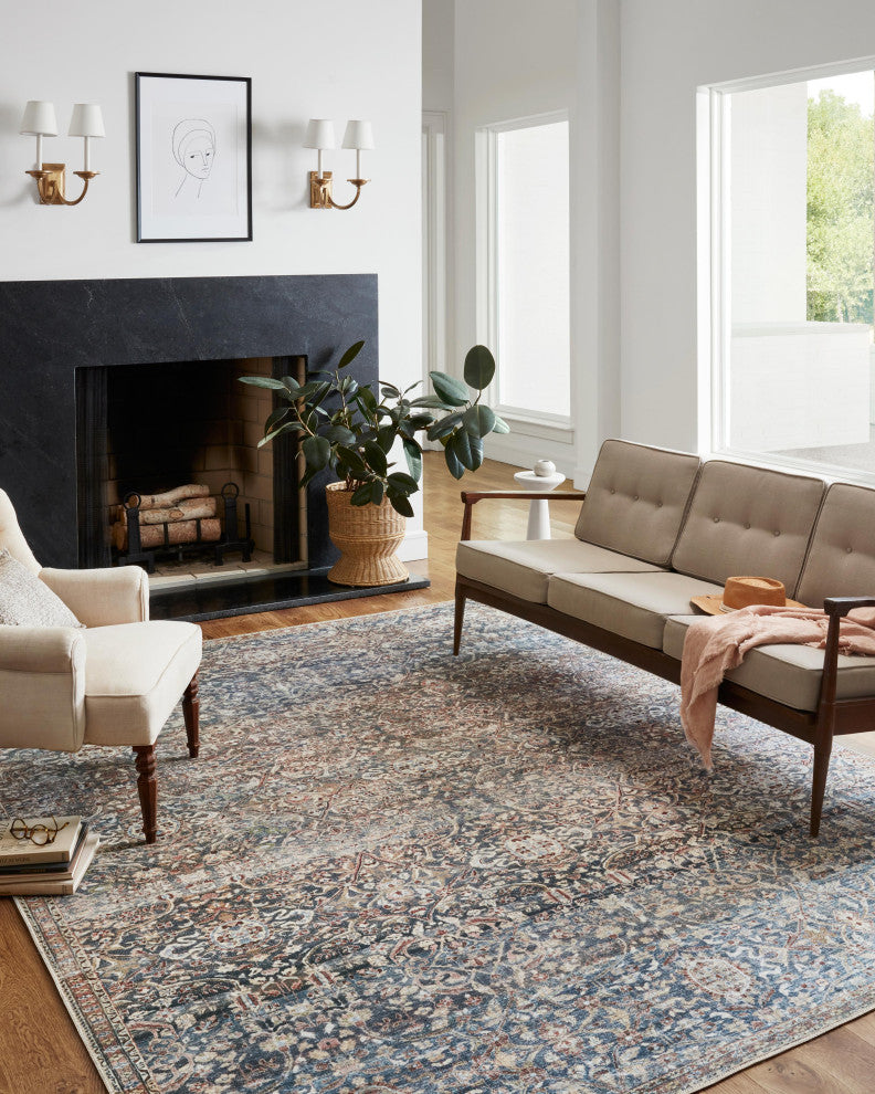 Chris Loves Julia x Loloi Jules Denim/Spice 3'-6" x 5'-6" Area Rug