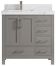 Malibu 36 Left Offset Bath Vanity in Elephant Skin Gray 2" Calacatta Sienna
