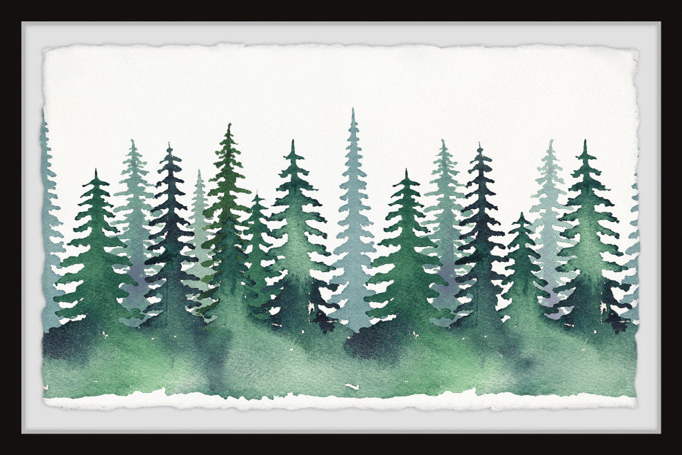 "Green Pine Forest" Framed Painting Print, 24x16