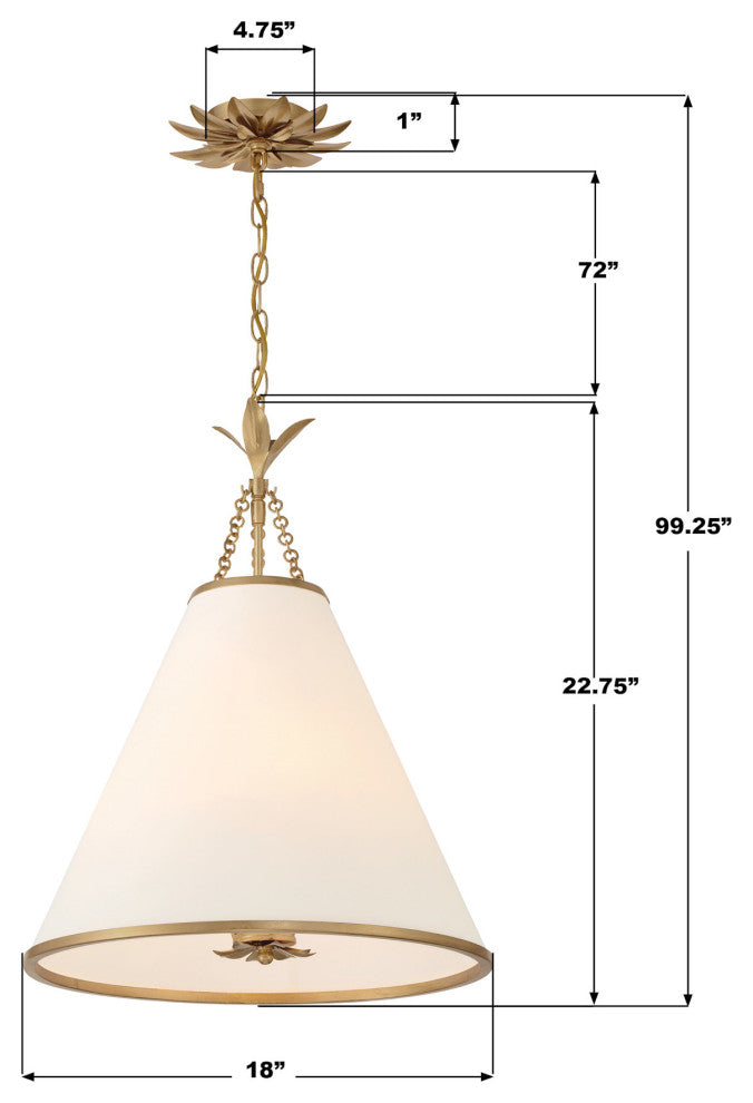 Crystorama Lighting Group 564 Broche 4 Light 18"W Pendant - Matte White