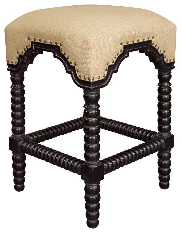 Abacus Counter Stool, Hand Rubbed Black