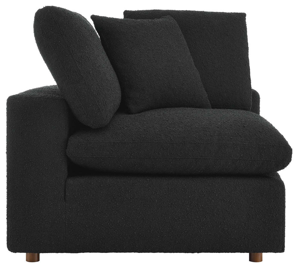 Commix Down Filled Overstuffed Boucle Fabric Corner Chair, Black