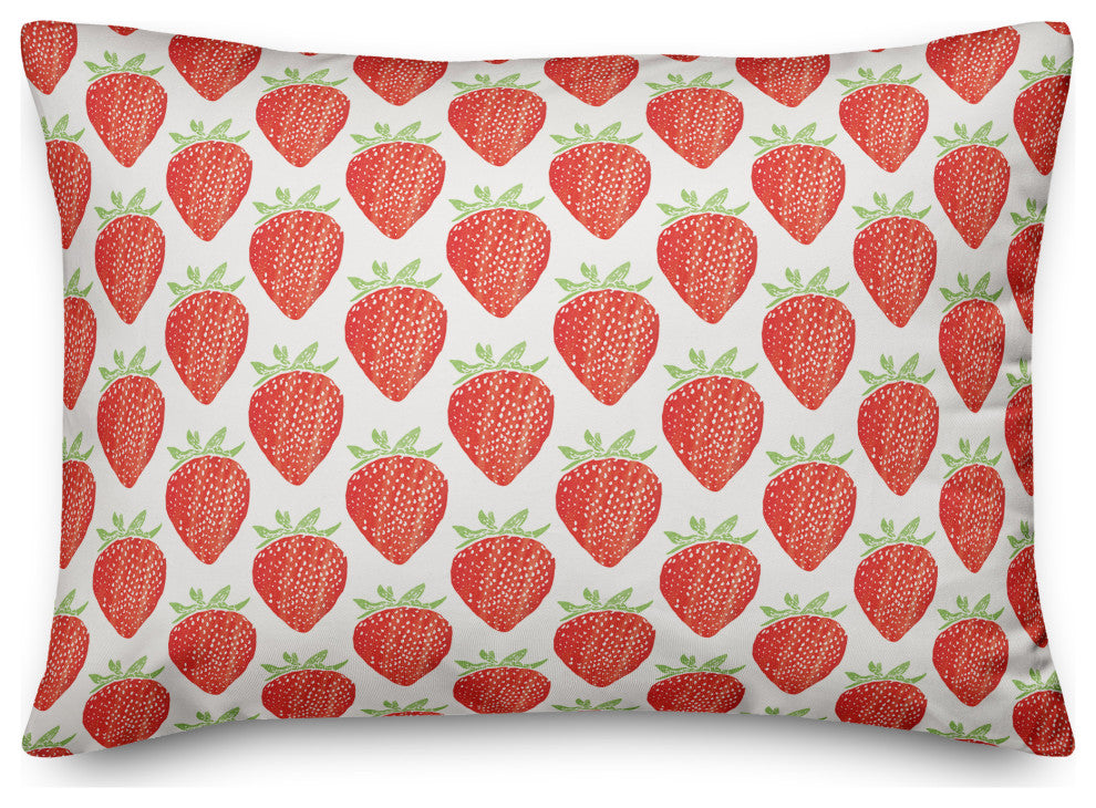 Watercolor Strawberry 14x20 Spun Poly Pillow
