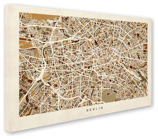 "Berlin, Germany Street Map" Canvas Art by Michael Tompsett