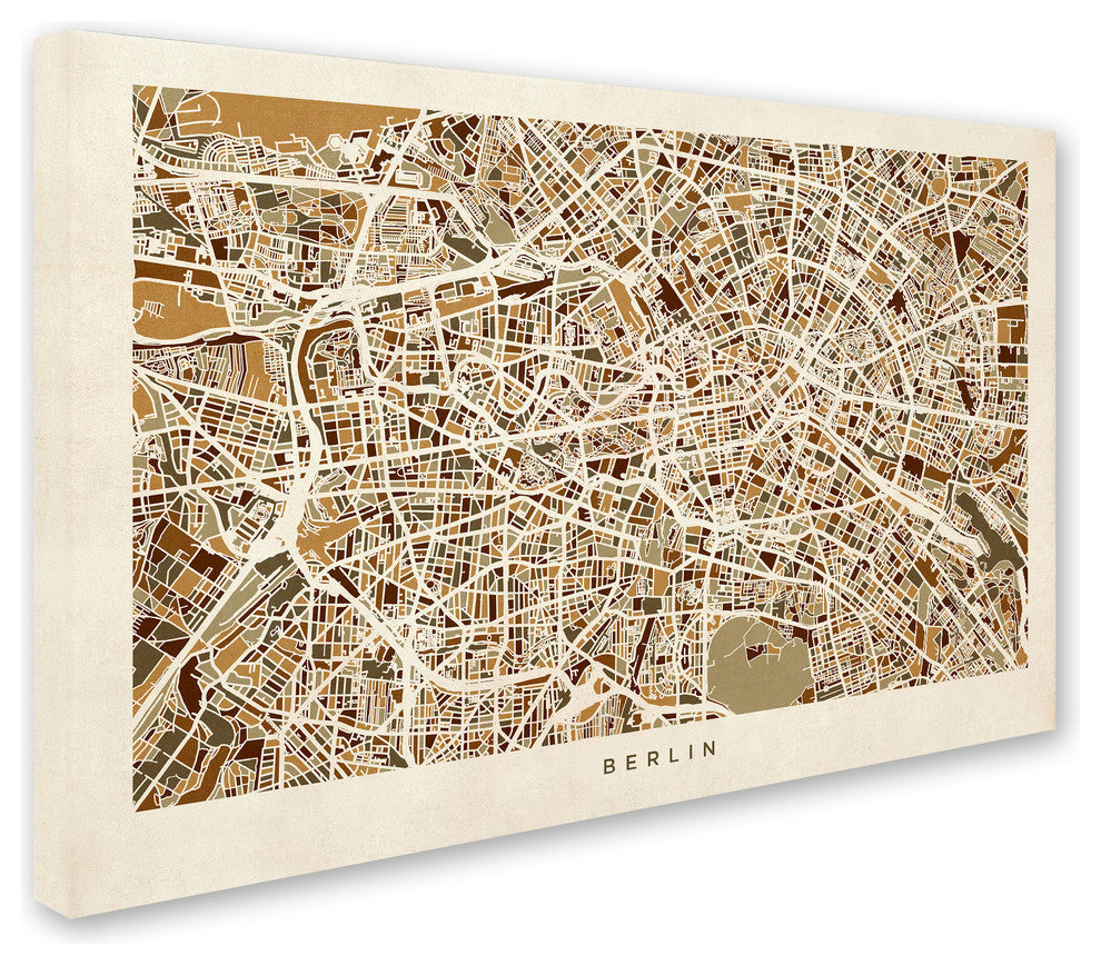 "Berlin, Germany Street Map" Canvas Art by Michael Tompsett