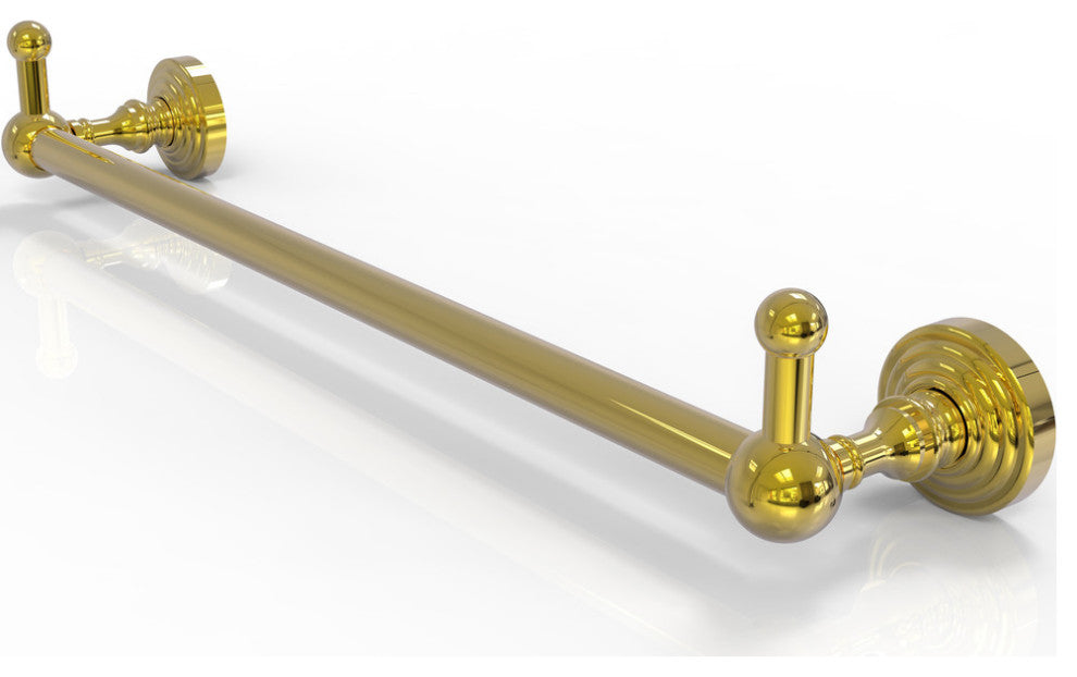 Waverly Place 24" Towel Bar and Integrated Hooks, Polished Brass