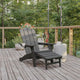 Newport HDPE Adirondack Chair with Cup Holder and Pull Out Ottoman, Gray