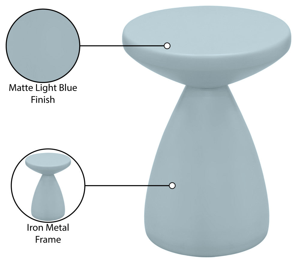 Anika Iron End / Side Table, Light Blue