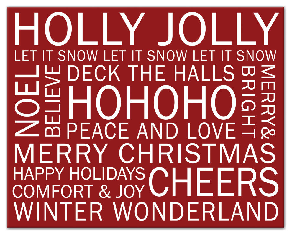 Christmas Sayings Red 2 16x20 Canvas Wall Art