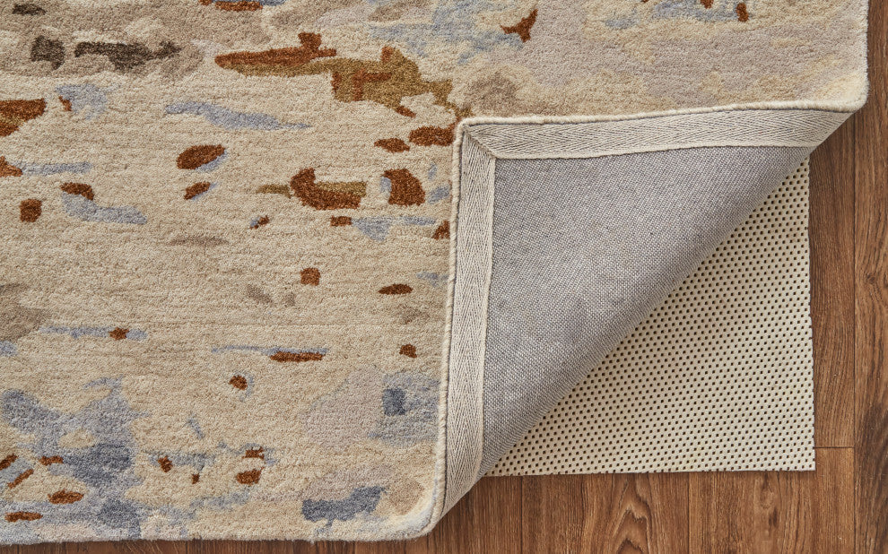 Weave & Wander Everley Wool Rug, Warm Beige/Blue, Rug, Ivory/Multi, 4'x6'