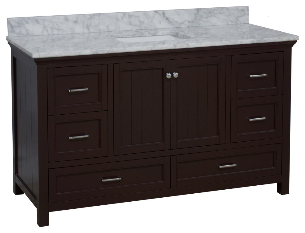 Paige 60" Bathroom Vanity, Chocolate, Carrara Marble, Single Sink