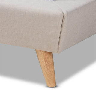 Naya Mid-Century Modern Beige Fabric Upholstered King Size Wingback Platform Bed