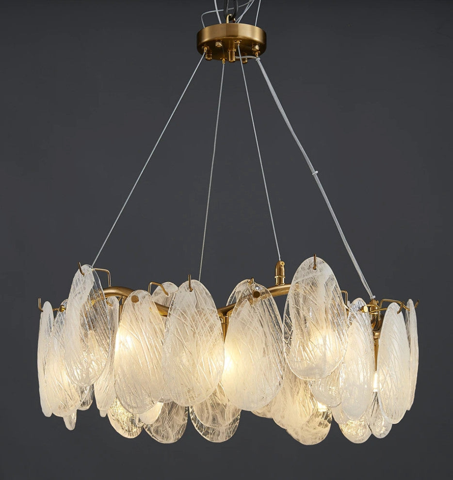 Zafferana Etnea | Round Smoke Gray Crystal Chandelier for Bedroom, White, 17"