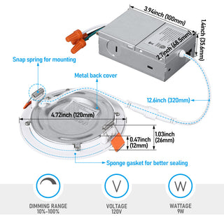 24 Pack 4 Inch 5CCT LED Recessed Light, CRI 90, Ultra-Thin Downlight, Dimmable