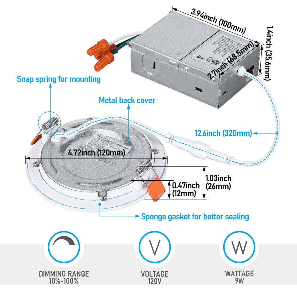 24 Pack 4 Inch 5CCT LED Recessed Light, CRI 90, Ultra-Thin Downlight, Dimmable
