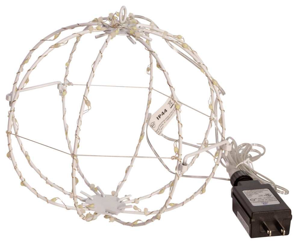 Kurt Adler 12" Cool White Superbright LED Clear Wire Foldable Metal Sphere