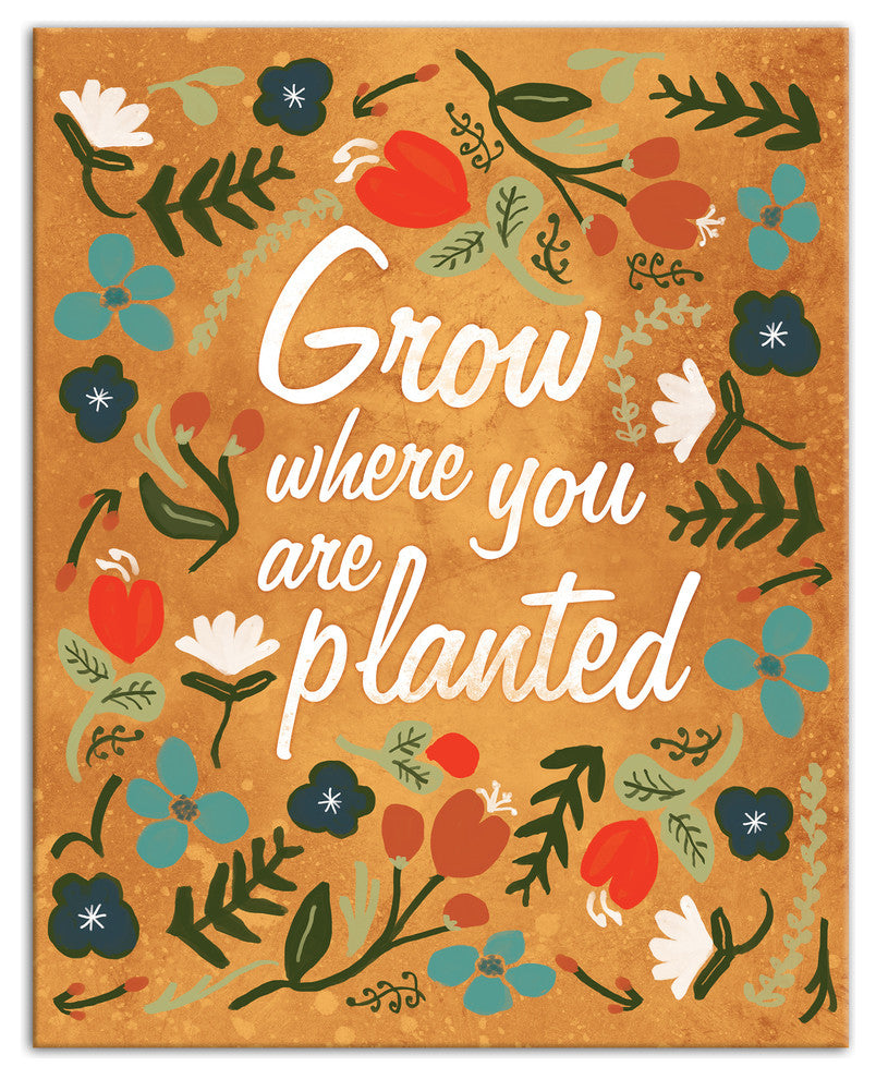 Grow Where You Are Planted Tan 16x20 Canvas Wall Art