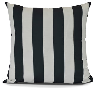 Rugby Stripe, Stripe Print Pillow, Black, 18" x 18"