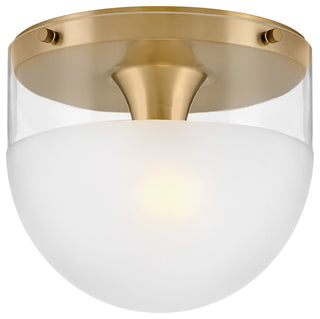 Hinkley 9" Beck Flush Mount Ceiling Light - Lacquered Brass + Etch-Dipped Glass